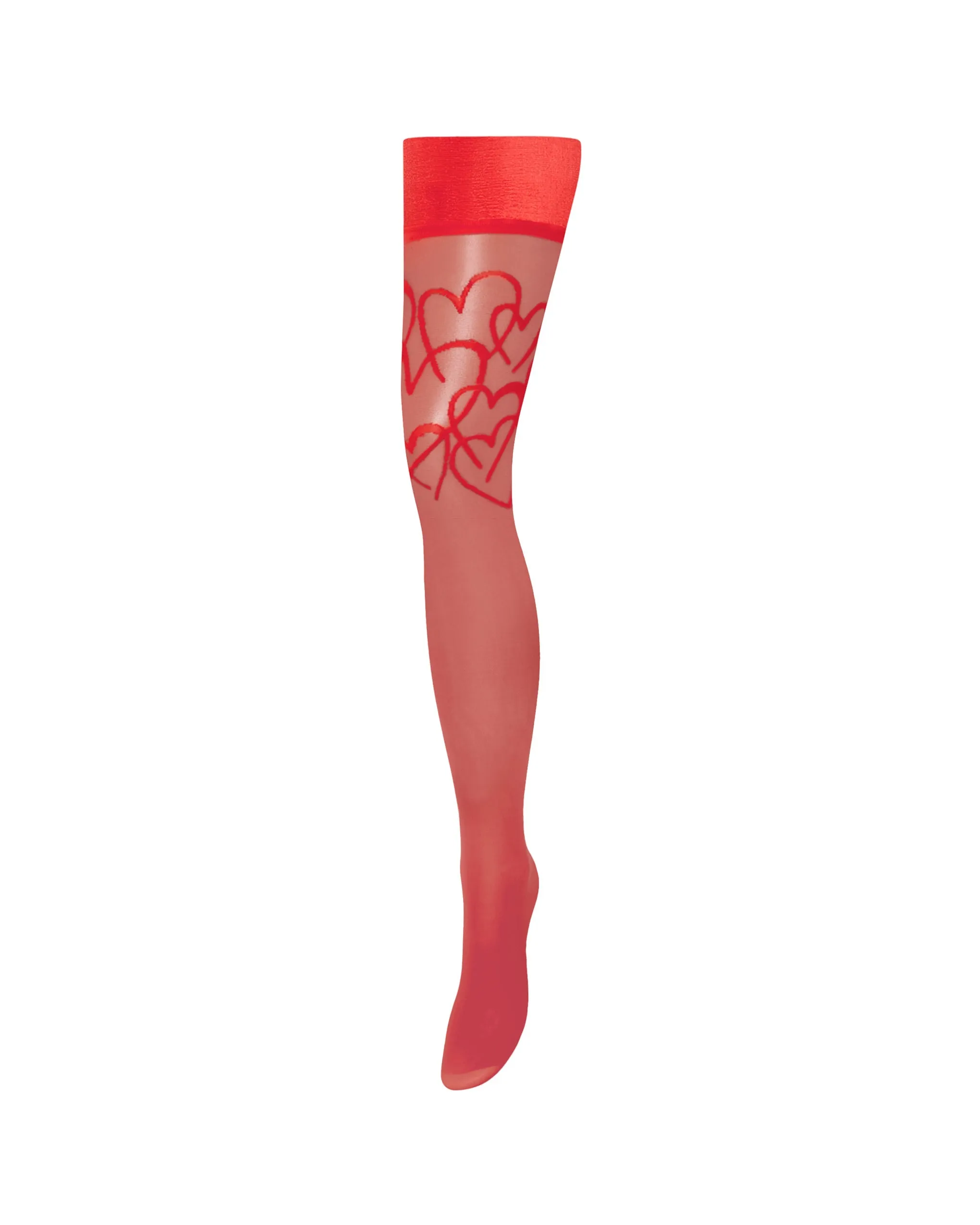Hearts Leg/Plain Top Thigh Highs