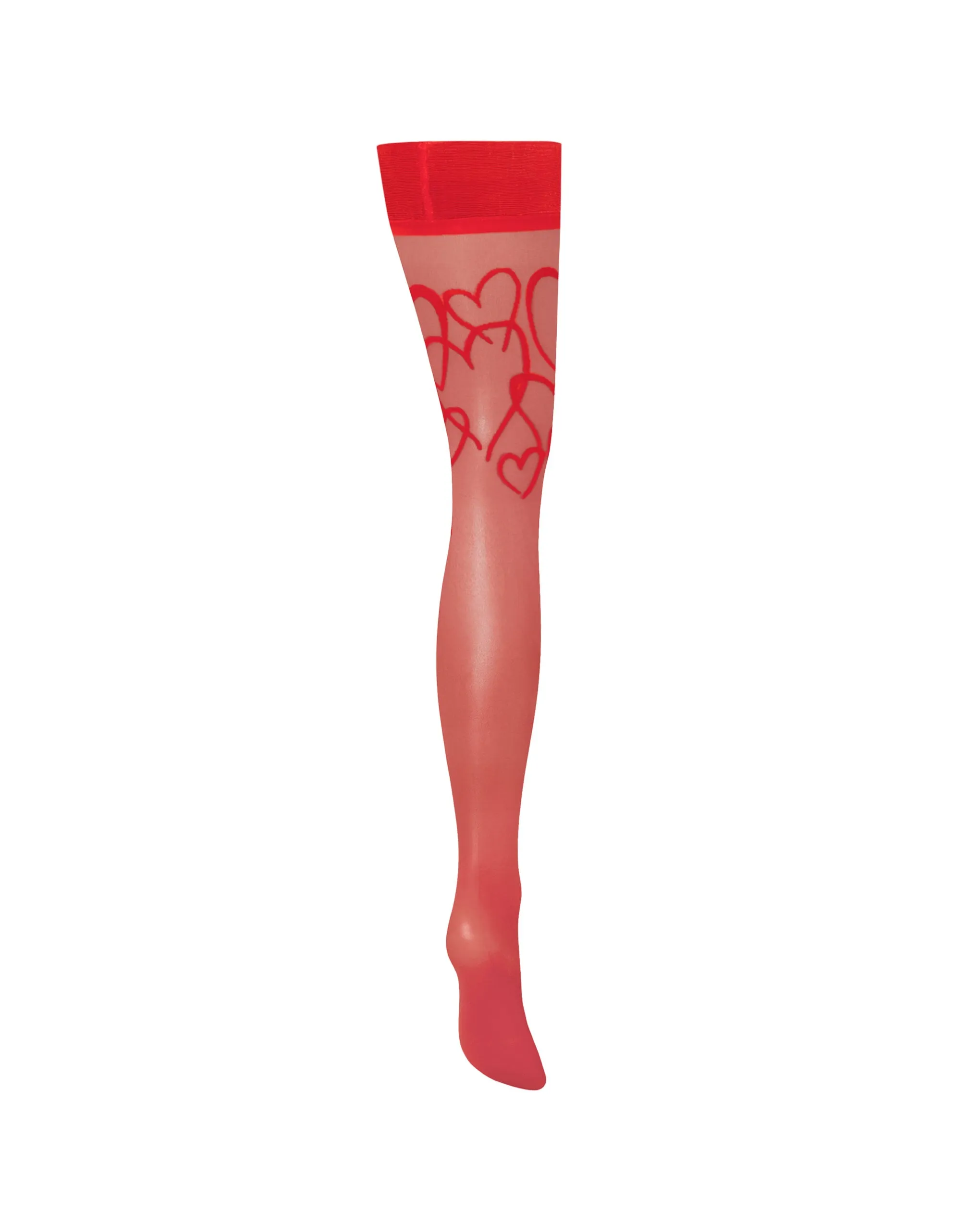 Hearts Leg/Plain Top Thigh Highs