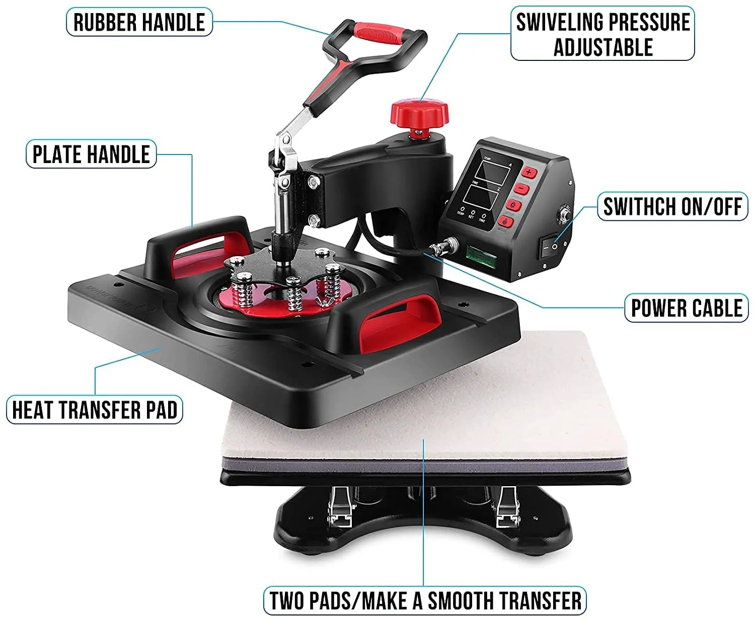 Heat Press Machine, Professional Sublimation Machine, AKEYDIY 8 in 1,  12" X 15" Swing Away Shirt Printing Heat Transfer Digital Industrial-Quality Heat Press Machine for T Shirts Mug Hat Plate