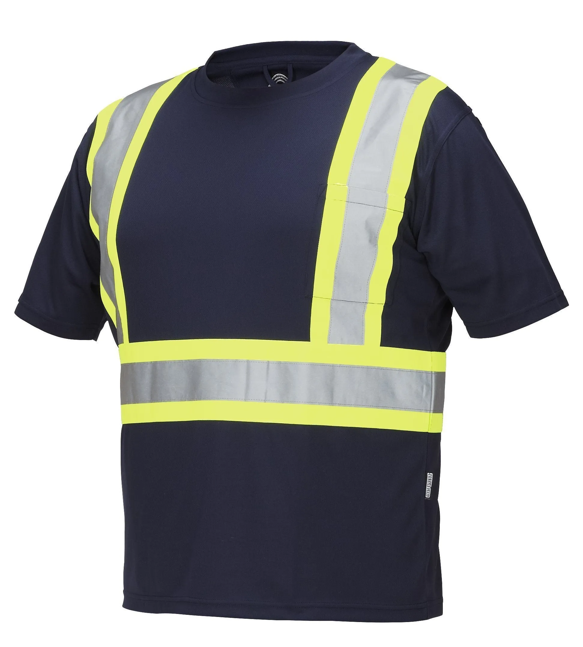 Hi Vis Crew Neck Short Sleeve Safety Tee Shirt with Chest Pocket