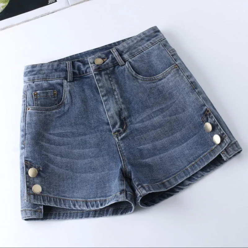 High Waist Denim Shorts Slimming Versatile Loose Word Outerwear Hot Pants Trendy