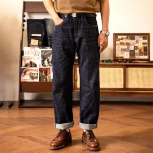 High Waist Loose Straight Men's Selvedge Denim Jeans: Classic Style and Comfort