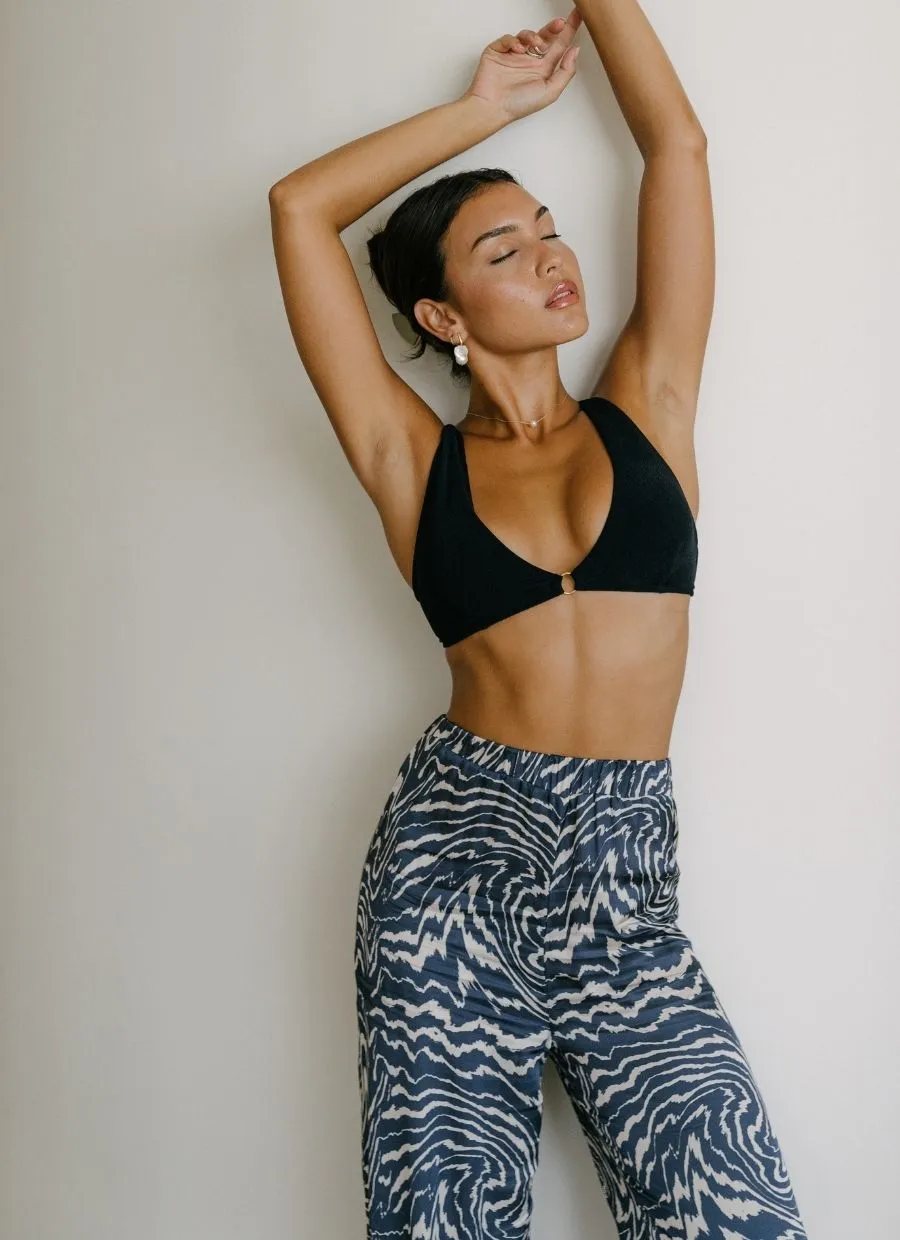 High-Waisted Wide Leg Pant Yasmin Ecovero - Tie Dye Blue
