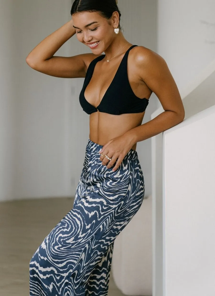 High-Waisted Wide Leg Pant Yasmin Ecovero - Tie Dye Blue