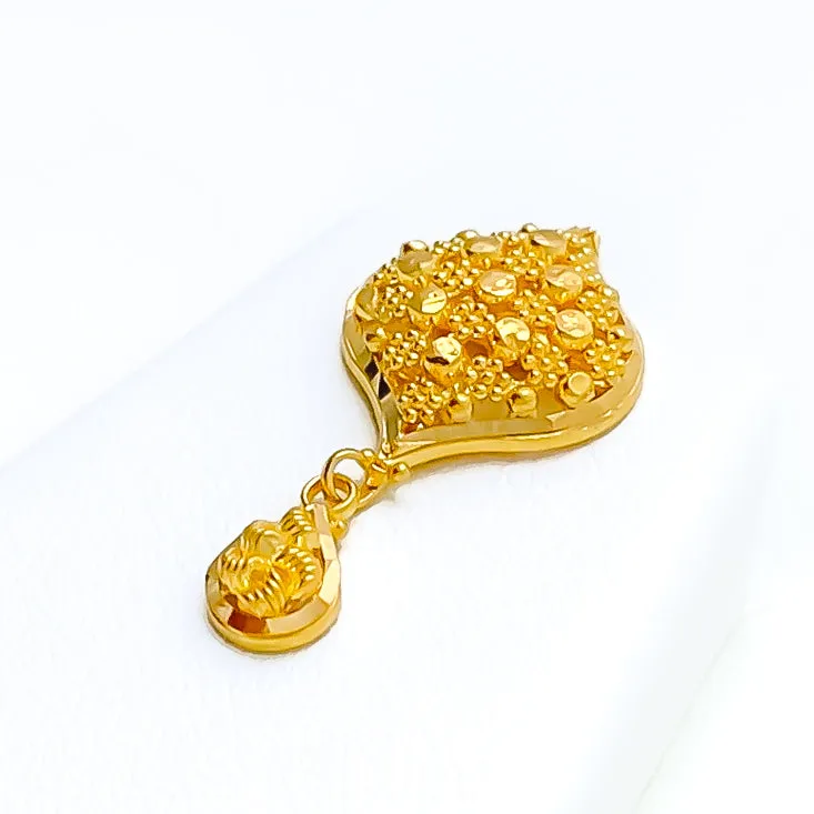 Imperial Leaf Accented 22k Gold Pendant Set