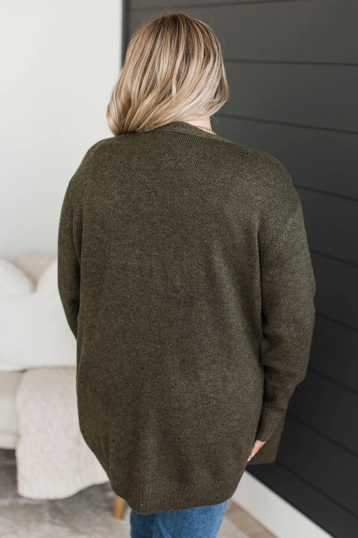 Incredibly Cool Knit Cardigan- Dark Olive
