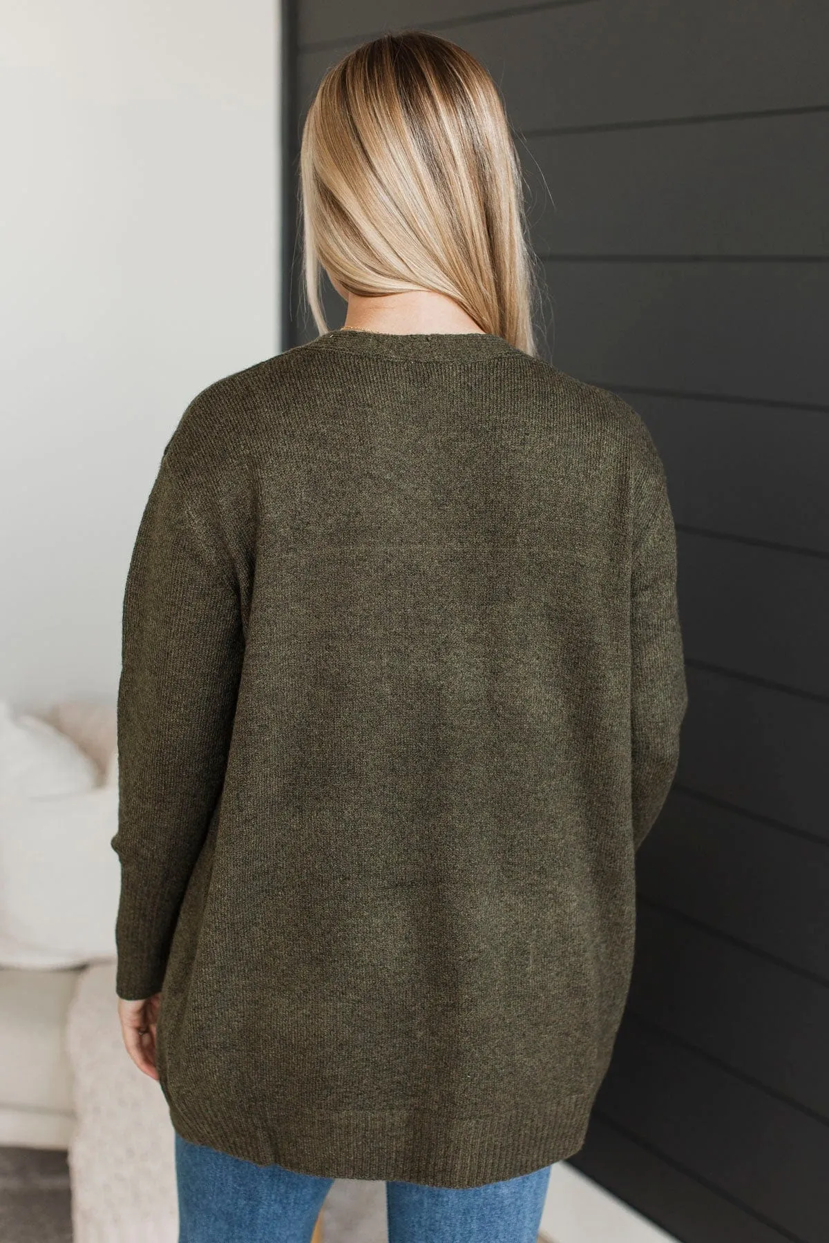 Incredibly Cool Knit Cardigan- Dark Olive