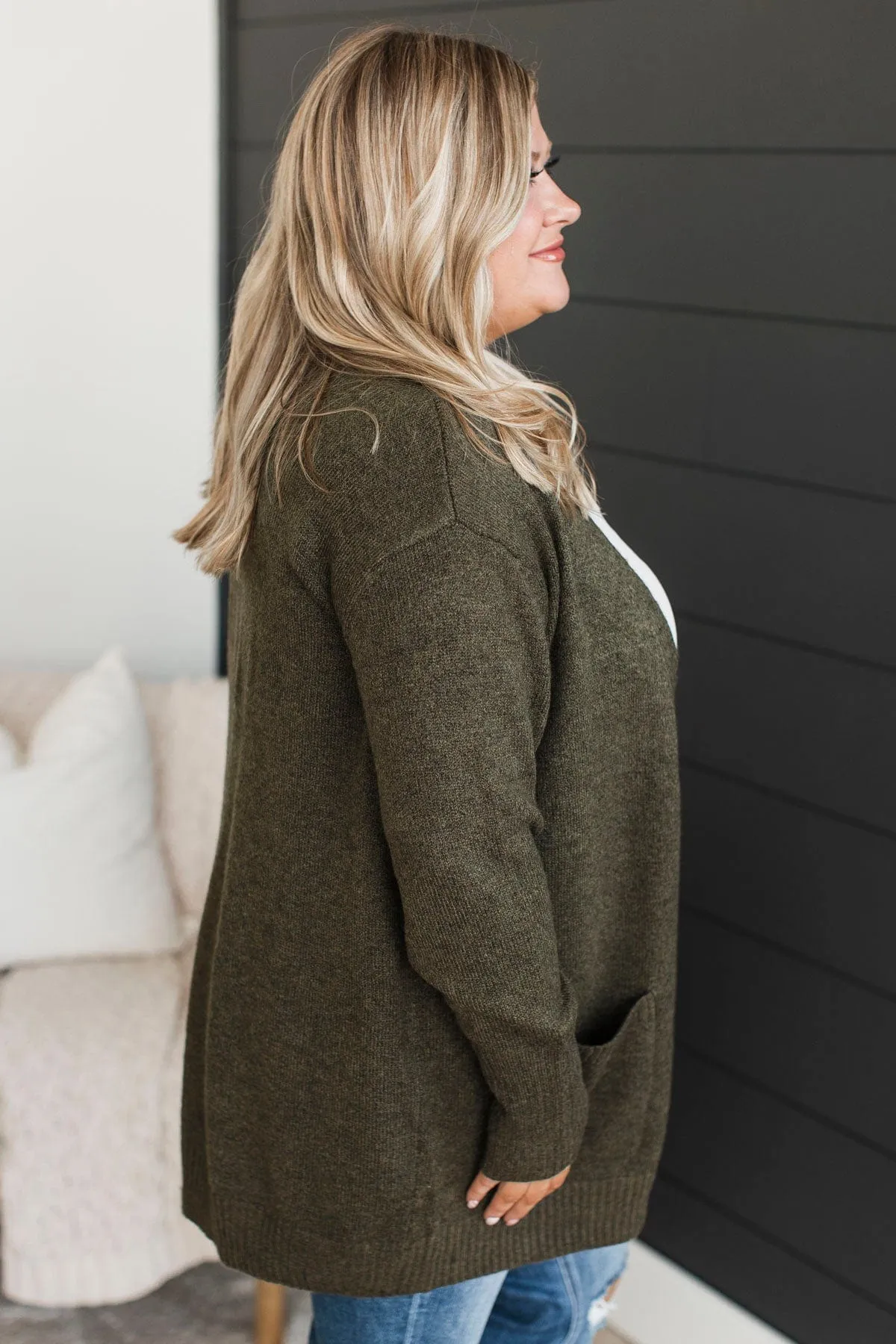 Incredibly Cool Knit Cardigan- Dark Olive