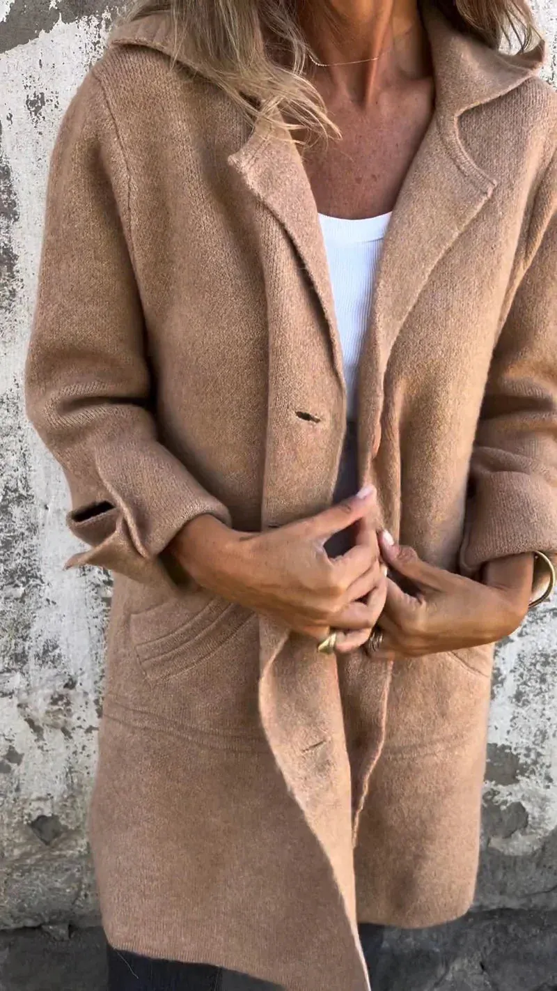 Isabella Long Casual Coat with Cuffed Sleeves