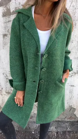 Isabella Long Casual Coat with Cuffed Sleeves