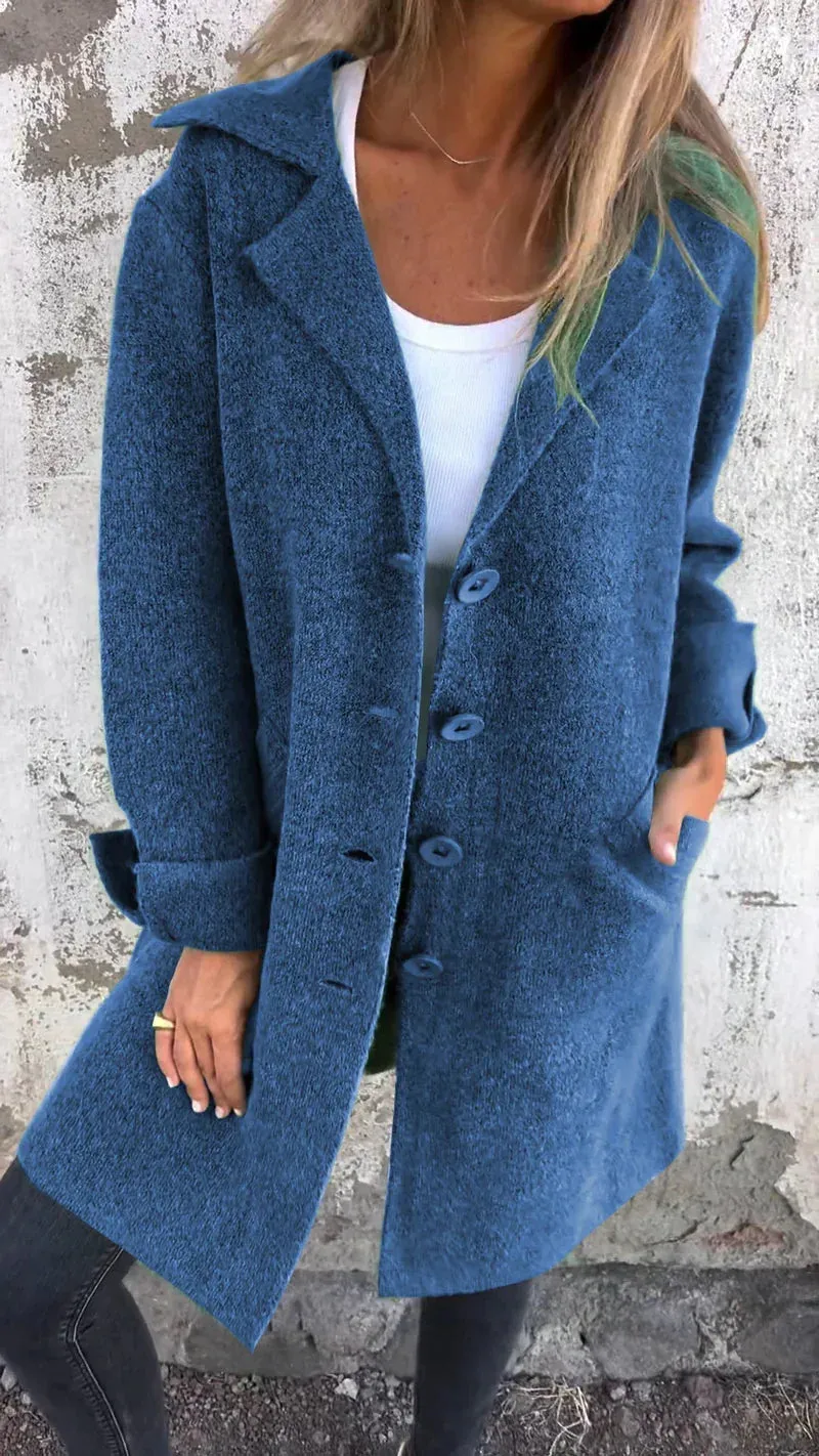 Isabella Long Casual Coat with Cuffed Sleeves