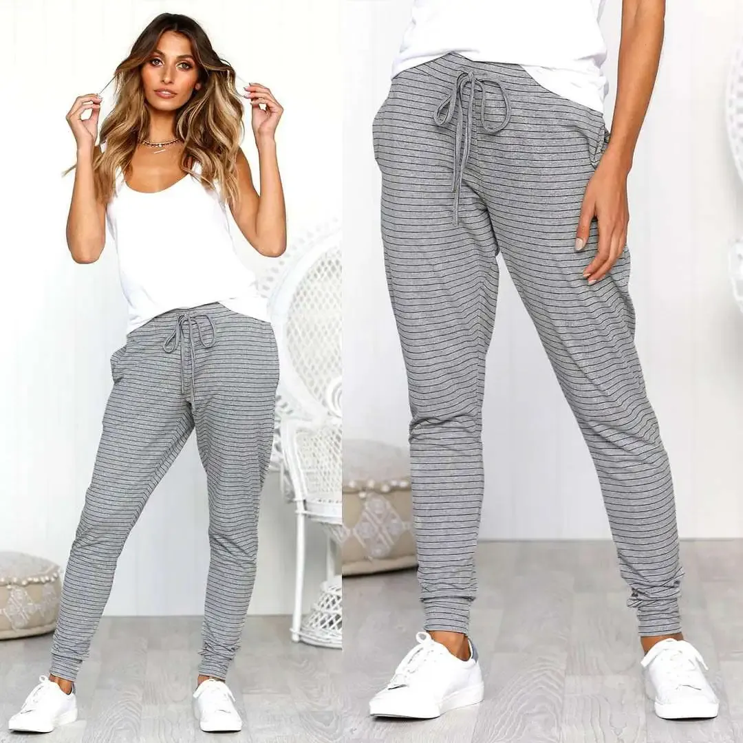 Ivy High-Waist Striped Drawstring Lounge Pants