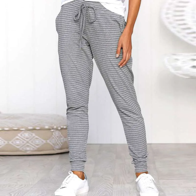 Ivy High-Waist Striped Drawstring Lounge Pants