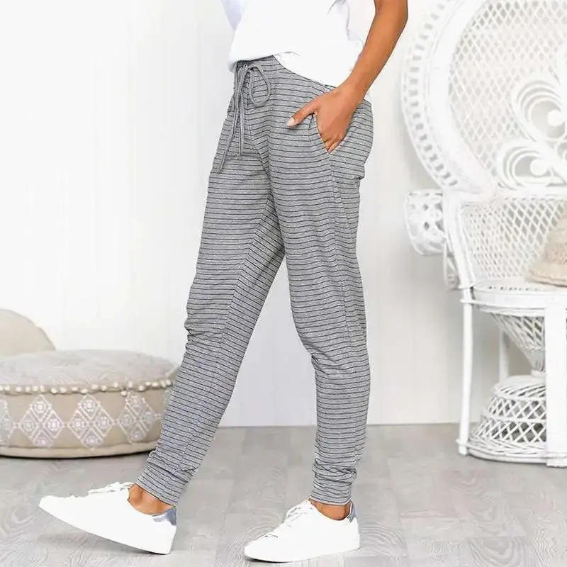 Ivy High-Waist Striped Drawstring Lounge Pants