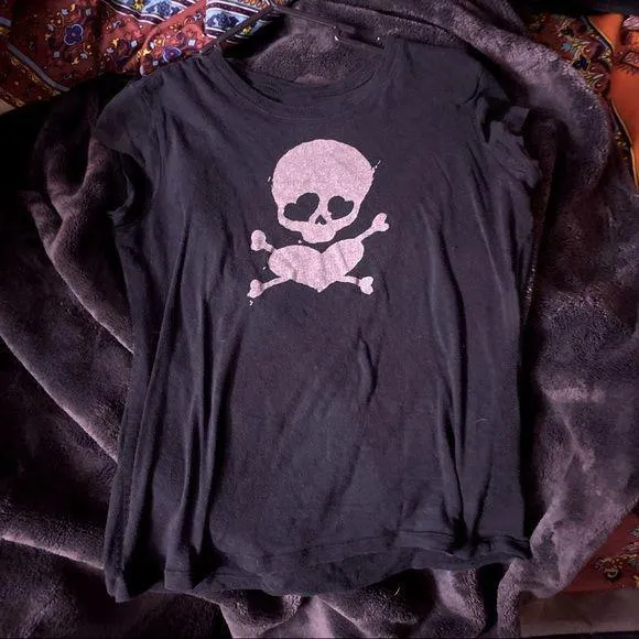 JazzHer Pattern Punk Gothic Women Clothing Y2K T-shirt Skull Cool Girl Streetwear Aesthetic Crop Tops Fashion Cute Grunge Rock Baby Tee