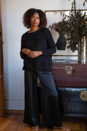 Jules Silk Charmeuse Pants in Black