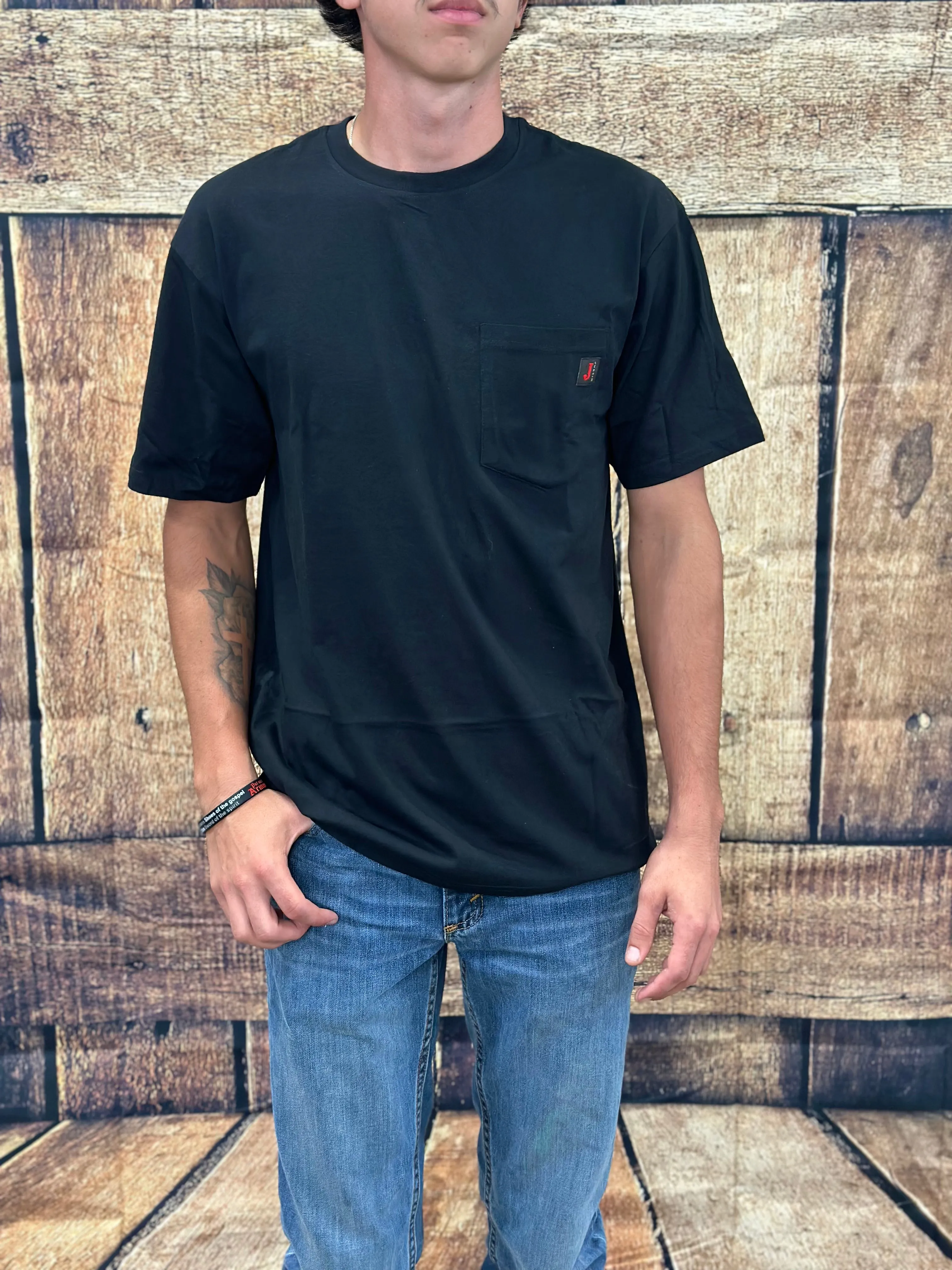 Justin Men's Patriotic Pocket Graphic Tee in Black