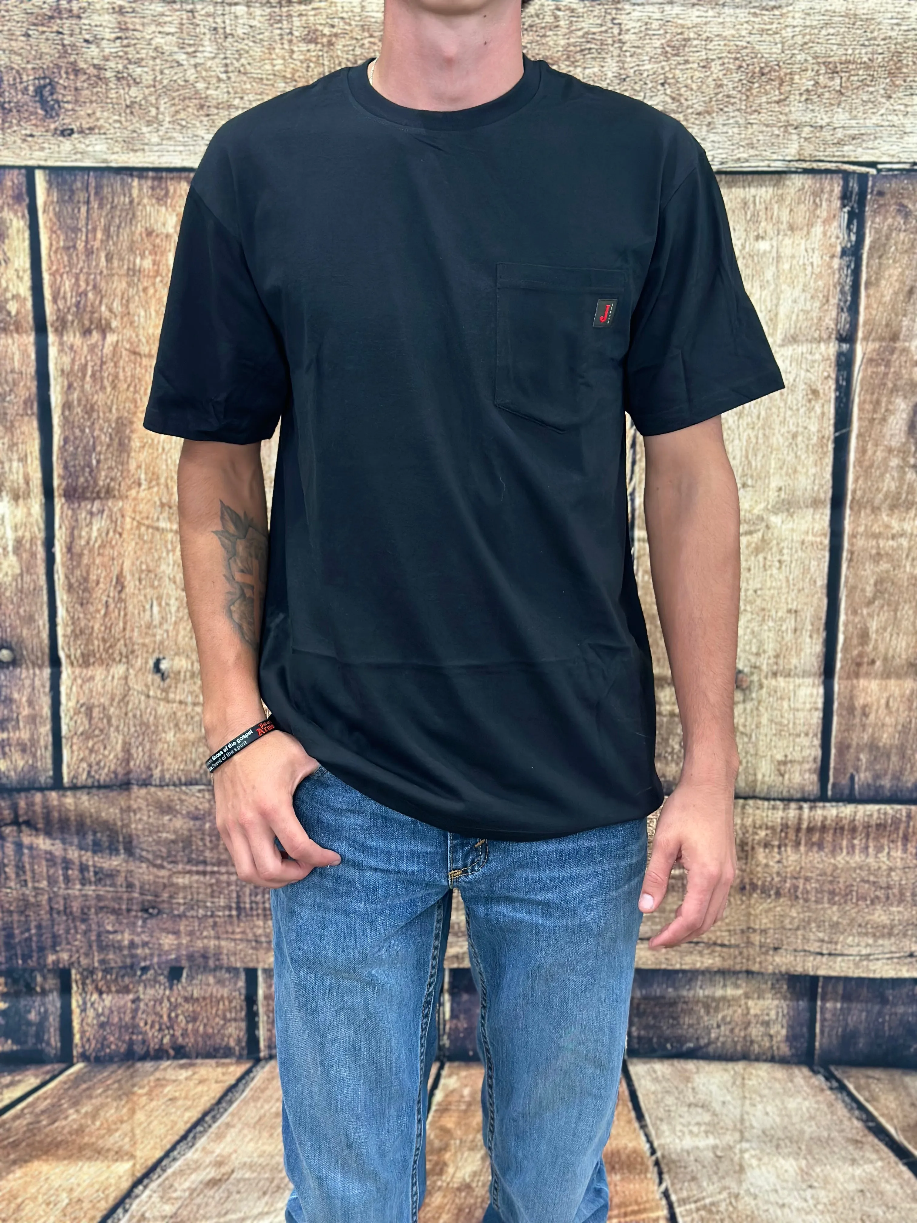 Justin Men's Patriotic Pocket Graphic Tee in Black