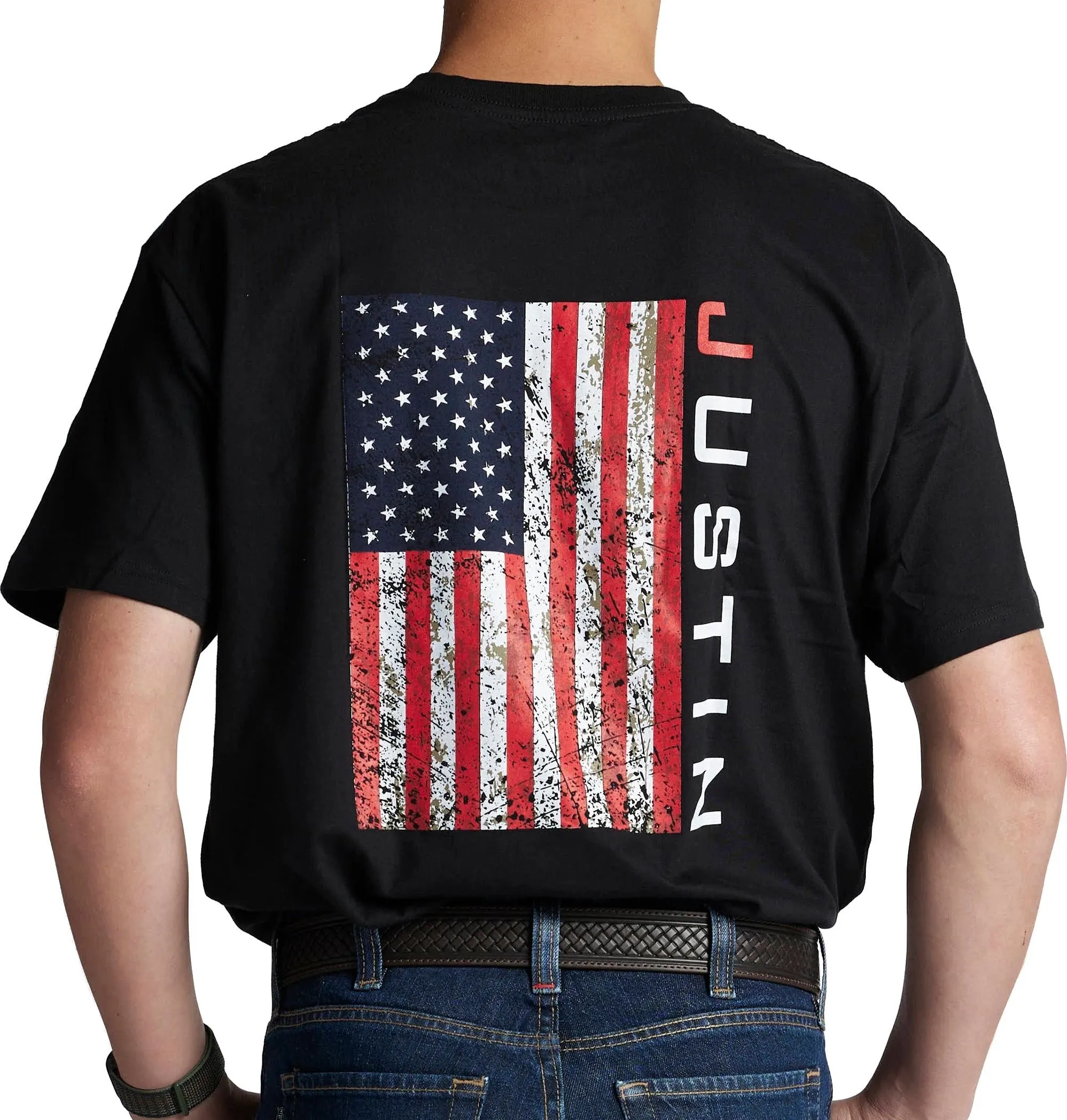 Justin Men's Patriotic Pocket Graphic Tee in Black