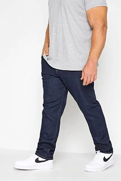 Kam Men's Regular Fit Stretch Jeans in Indigo Waist Size  62" to 70"