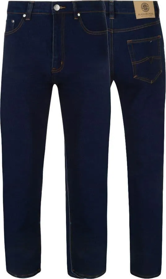 Kam Men's Regular Fit Stretch Jeans in Indigo Waist Size  62" to 70"