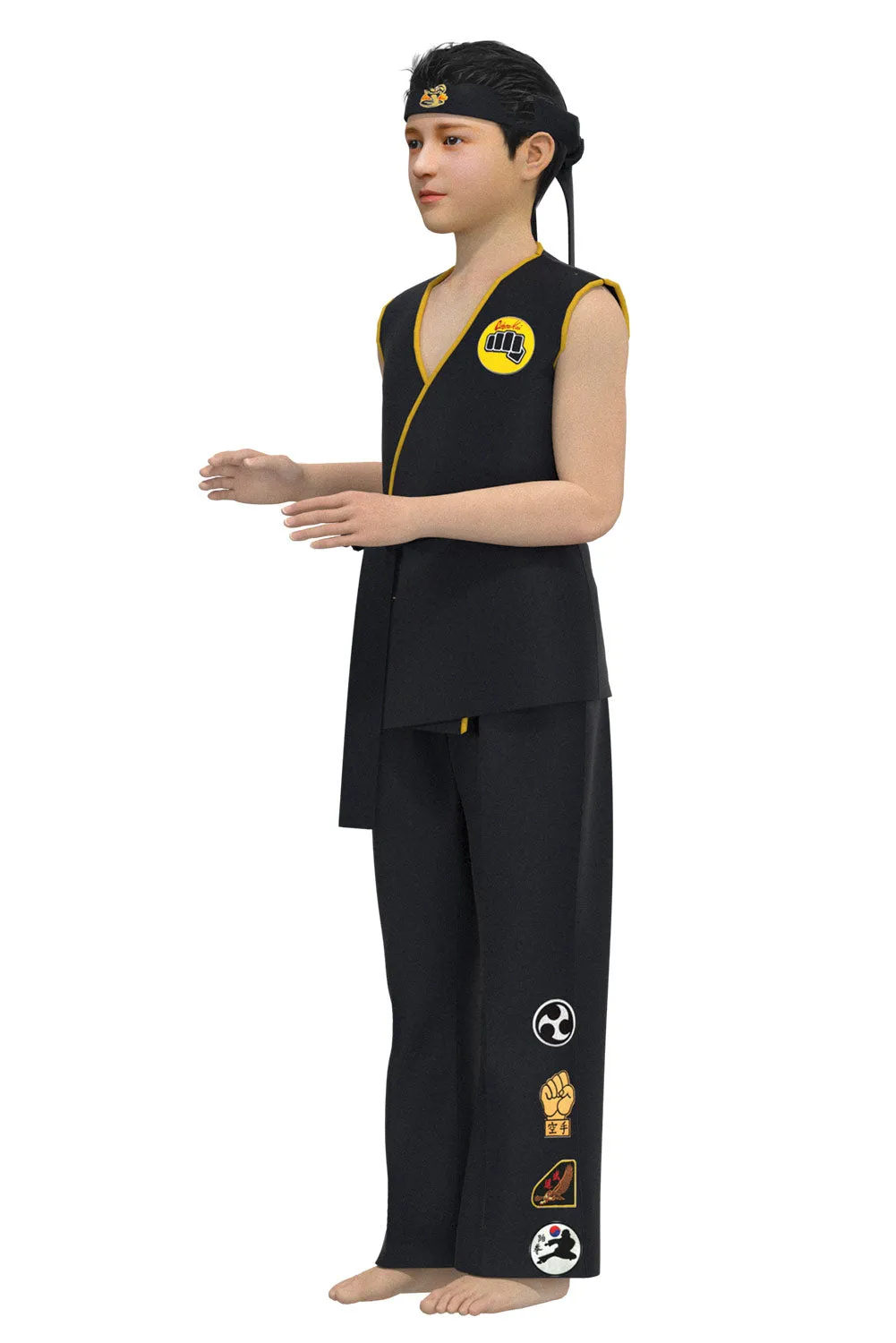Karate Kid Halloween Carnival Suit Cobra Kai Cosplay Costume Kids Top Pants Outfits