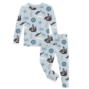 KicKee Pants L/S Pajama Set - Illusion Blue Pirate Adventure