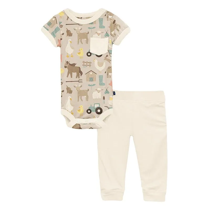 KicKee Pants Pocket One Piece & Pants - Latte Morning on the Farm