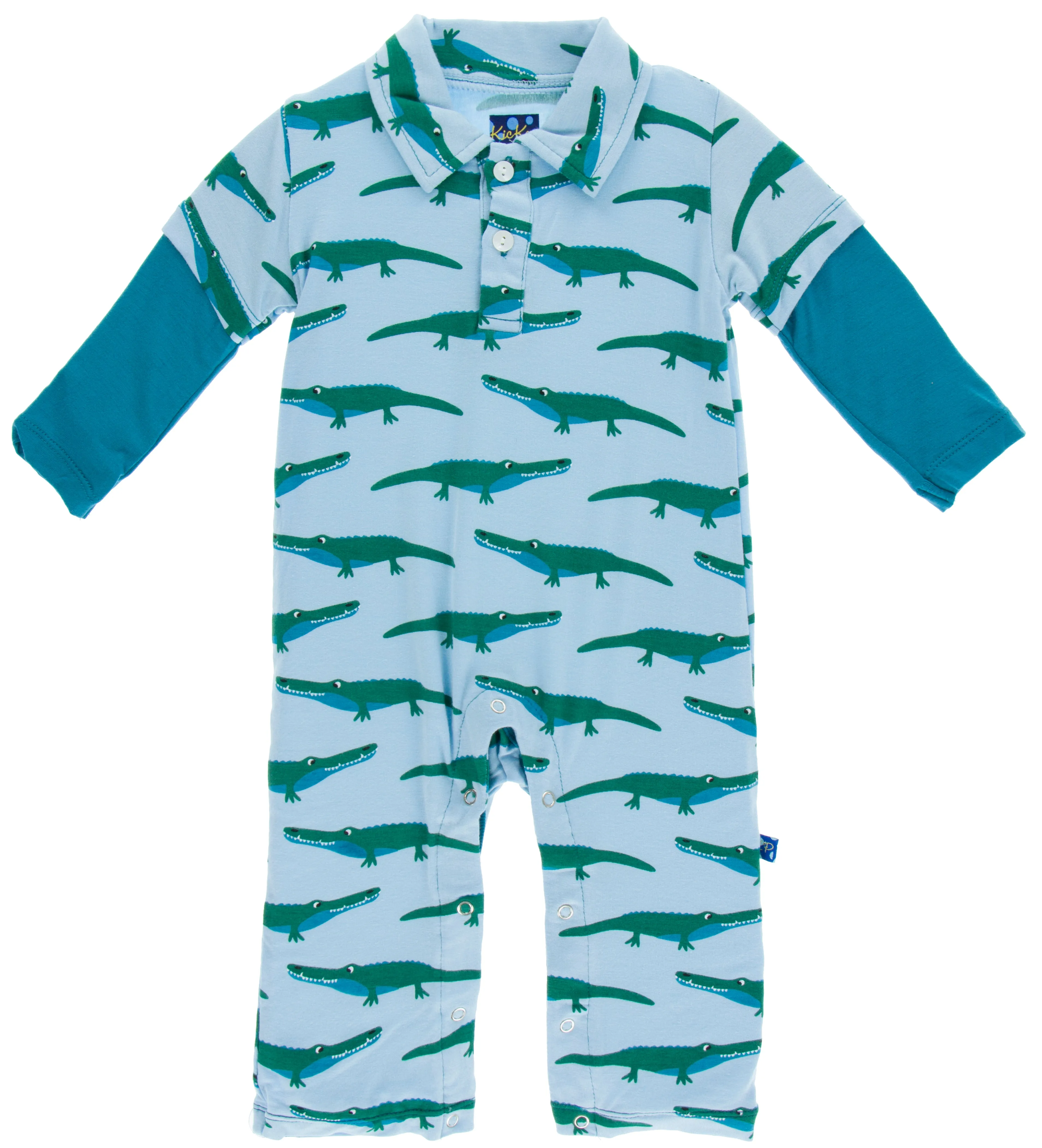 KicKee Pants Pond Crocodile Double Layer Polo Romper