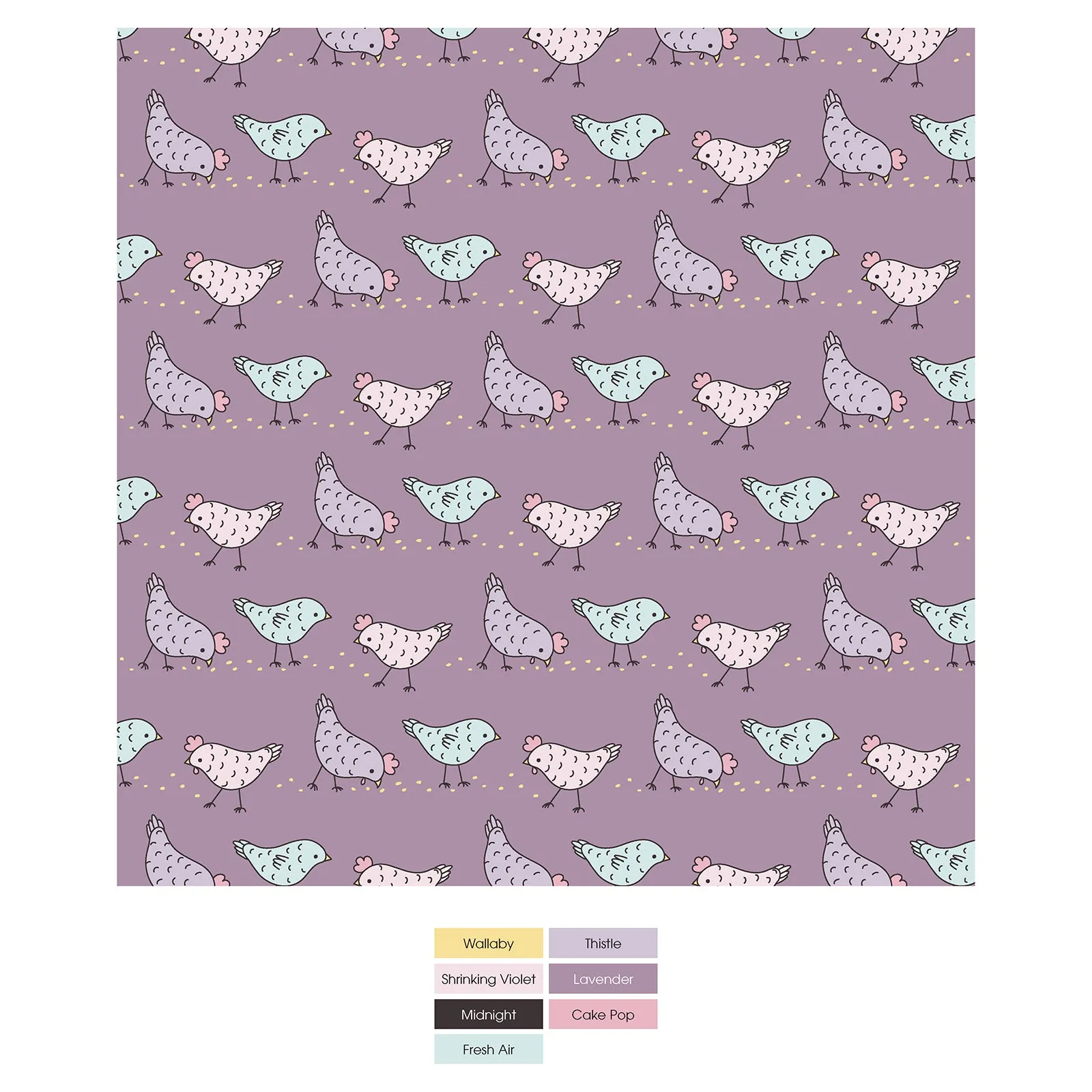 Kickee Pants Print Classic Ruffle Footie with 2 Way Zipper- Lavender Chickens