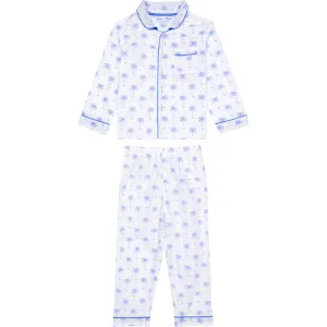 Kids Blue Palm Tree Long PJ Set