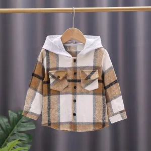 KIDS Plaid Hooded Shacket- Final Sale