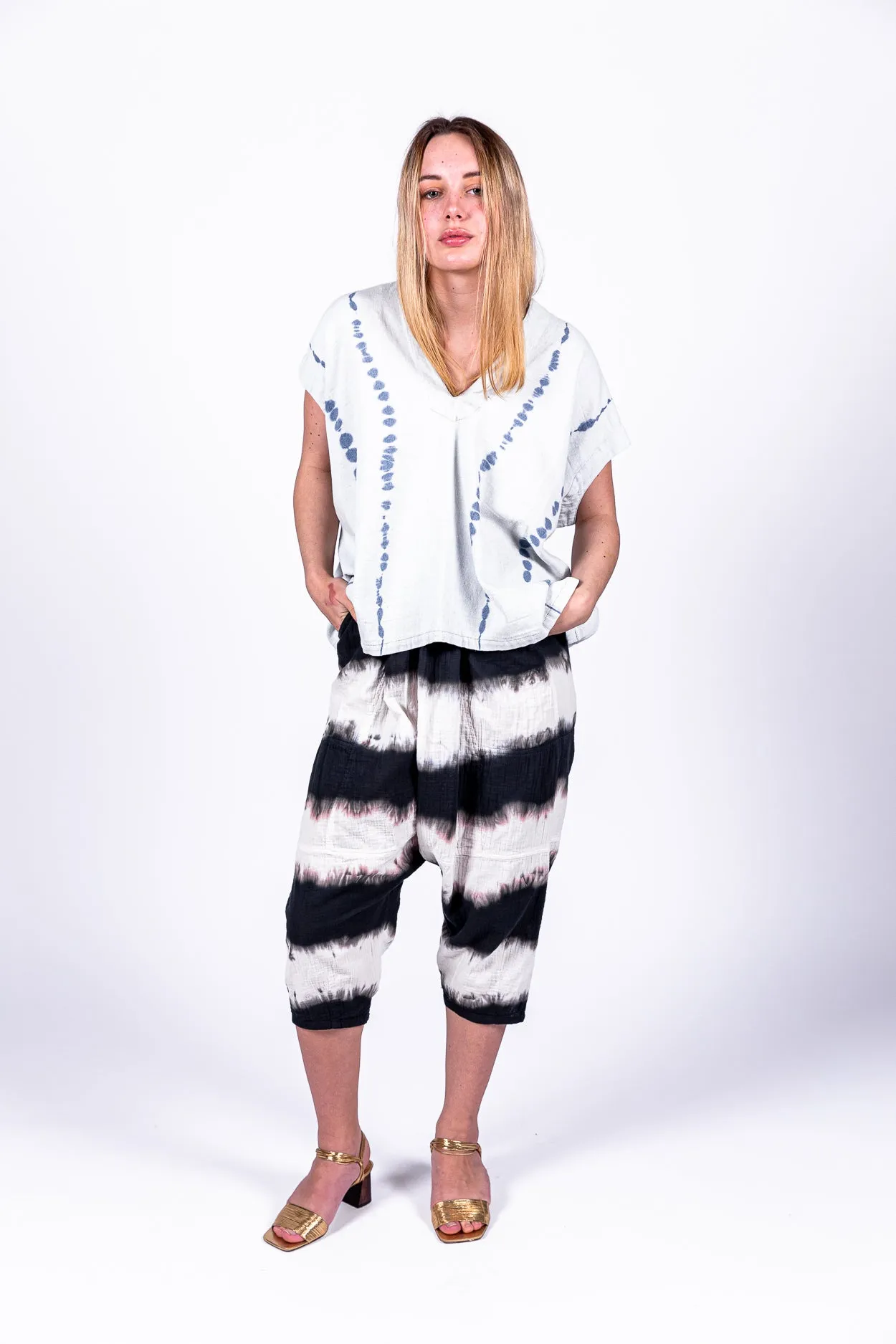 Kiko pants in Shibori dye