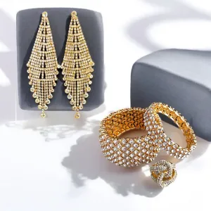 KYLIE SET - clear rhinestone jewelry set (gold)