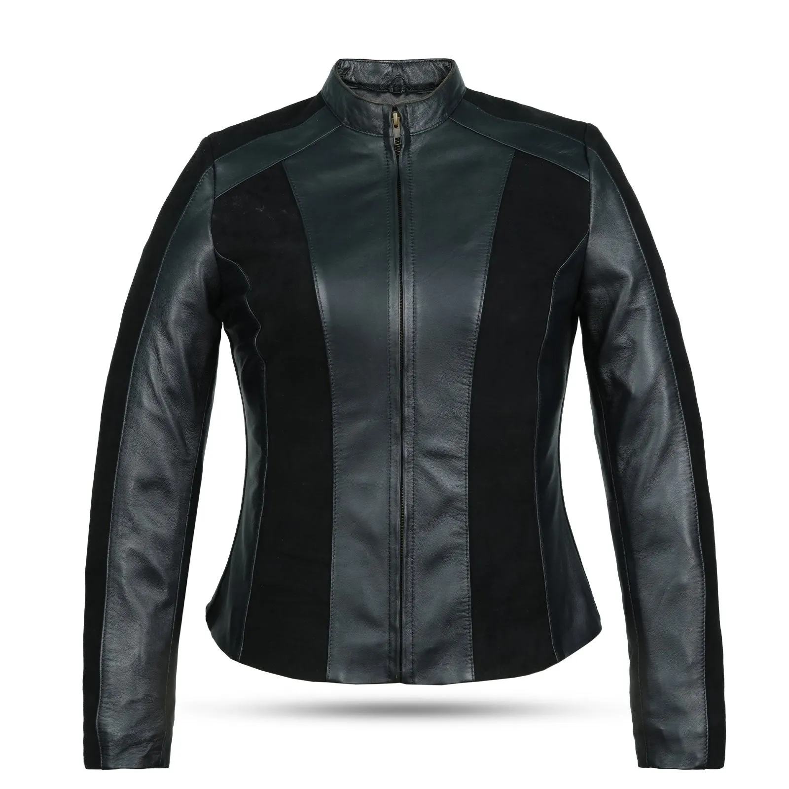 Ladies Black Suede Biker  Leather Jacket