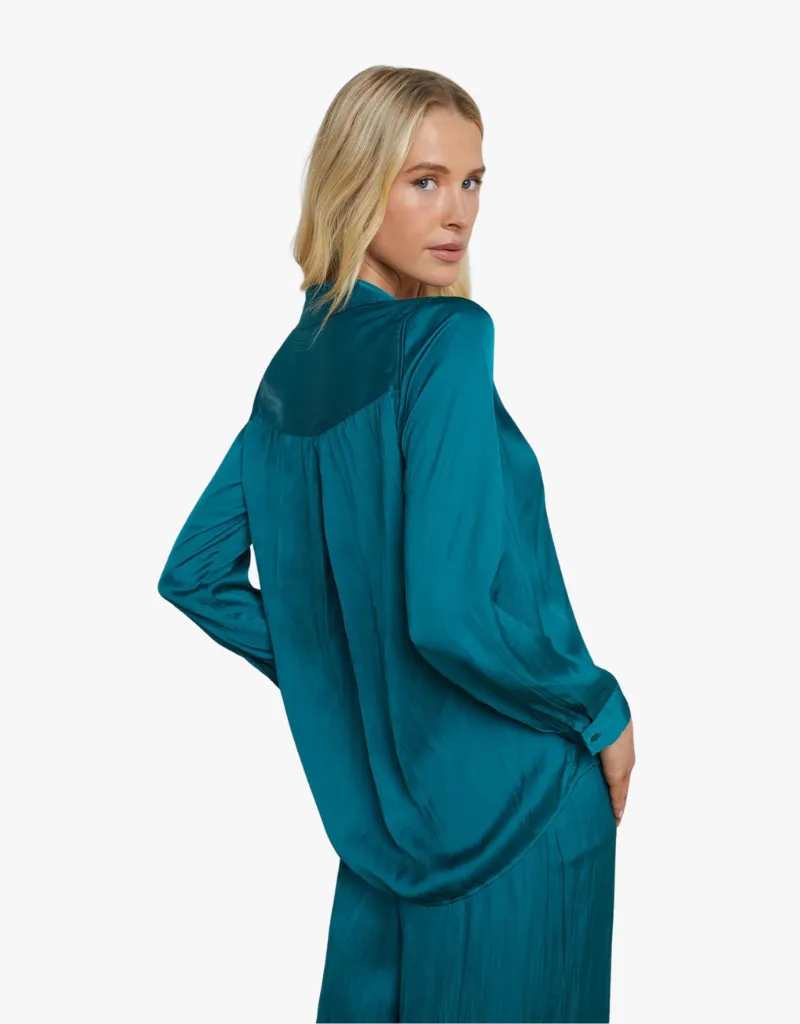 L'agence Nina Long Sleeve Blouse in Ocean Teal