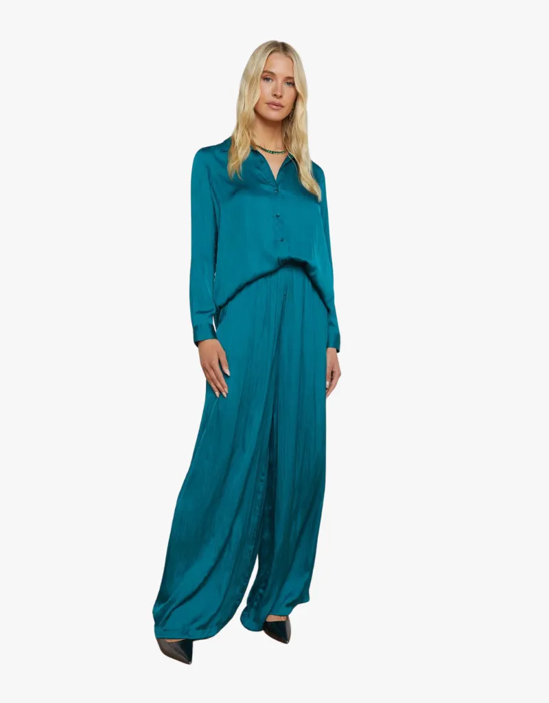 L'agence Nina Long Sleeve Blouse in Ocean Teal