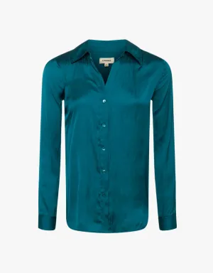 L'agence Nina Long Sleeve Blouse in Ocean Teal