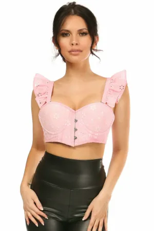 Lavish Lt Pink Eyelet Underwire Bustier Top w/Removable Ruffle Sleeves