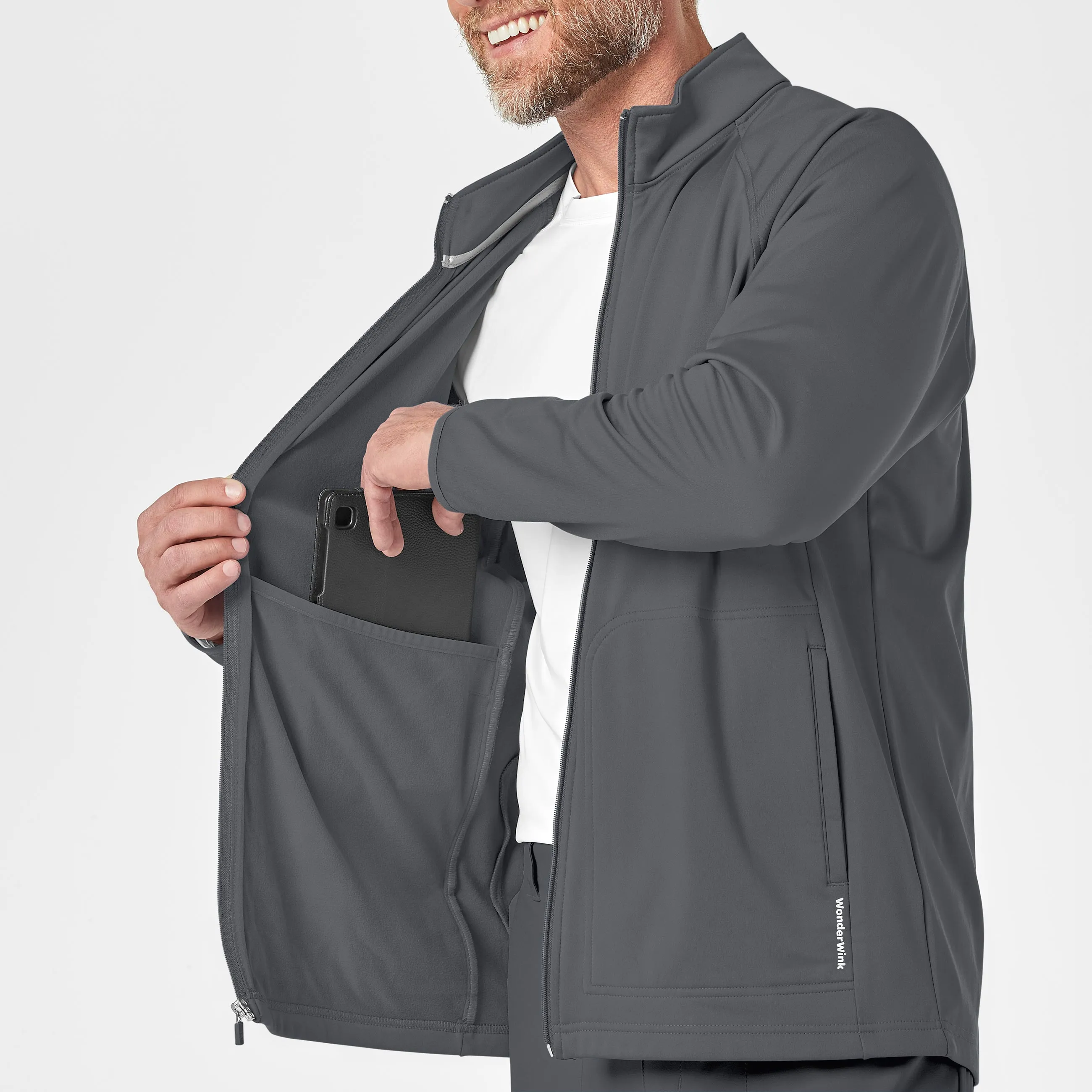 Layers 8309 Men's Fleece Full Zip Jacket Pewter