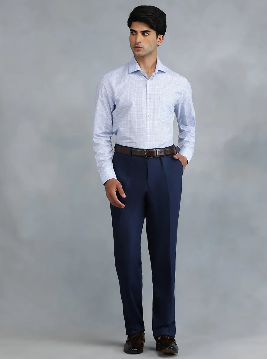 Light Blue Checked Slim Fit Formal Shirt | Greenfibre