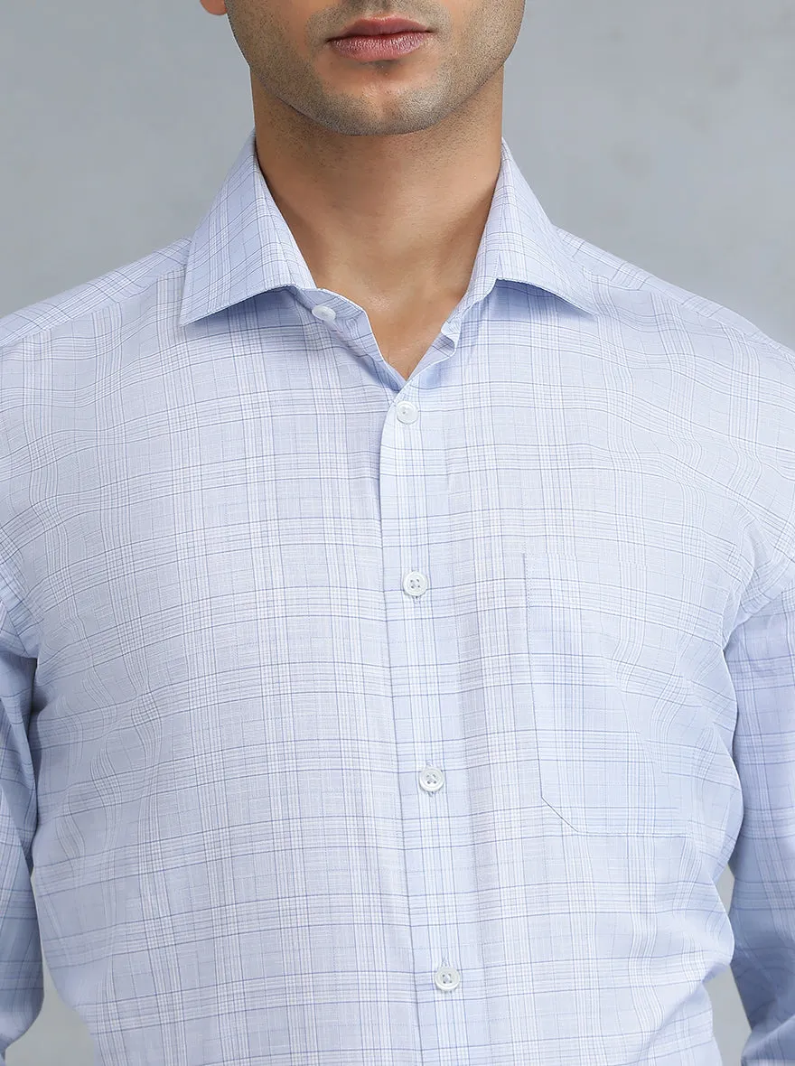 Light Blue Checked Slim Fit Formal Shirt | Greenfibre