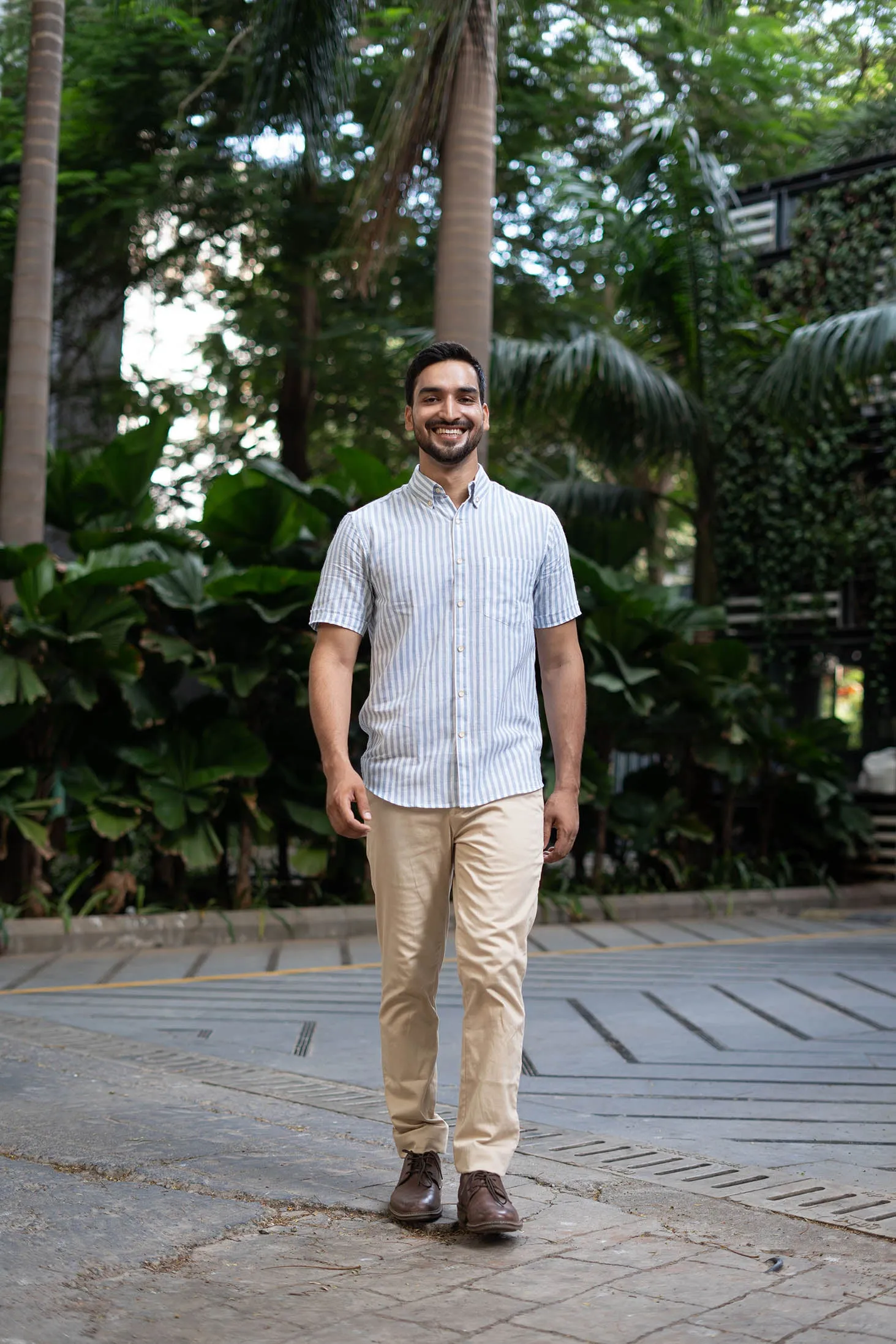 Light Blue Stripes · Button Down Collar · Half Sleeve Shirt