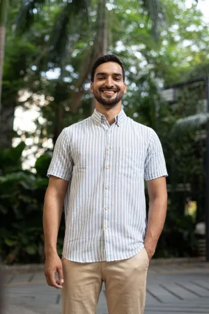 Light Blue Stripes · Button Down Collar · Half Sleeve Shirt