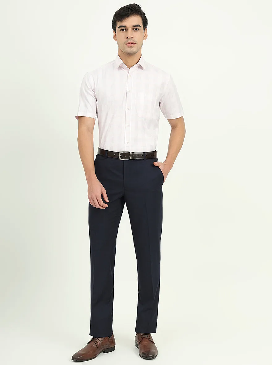 Light Pink Checked Regular Fit Formal Shirt | Greenfire
