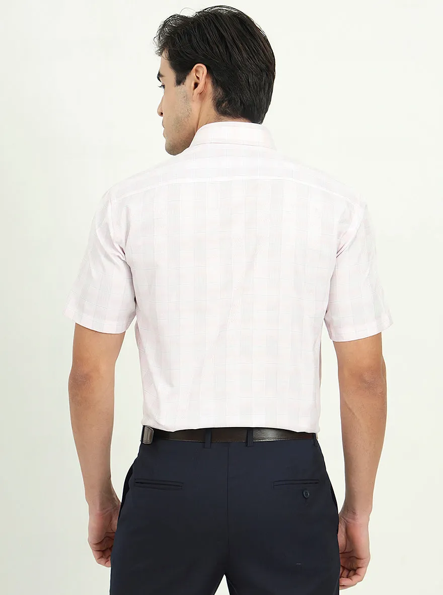 Light Pink Checked Regular Fit Formal Shirt | Greenfire