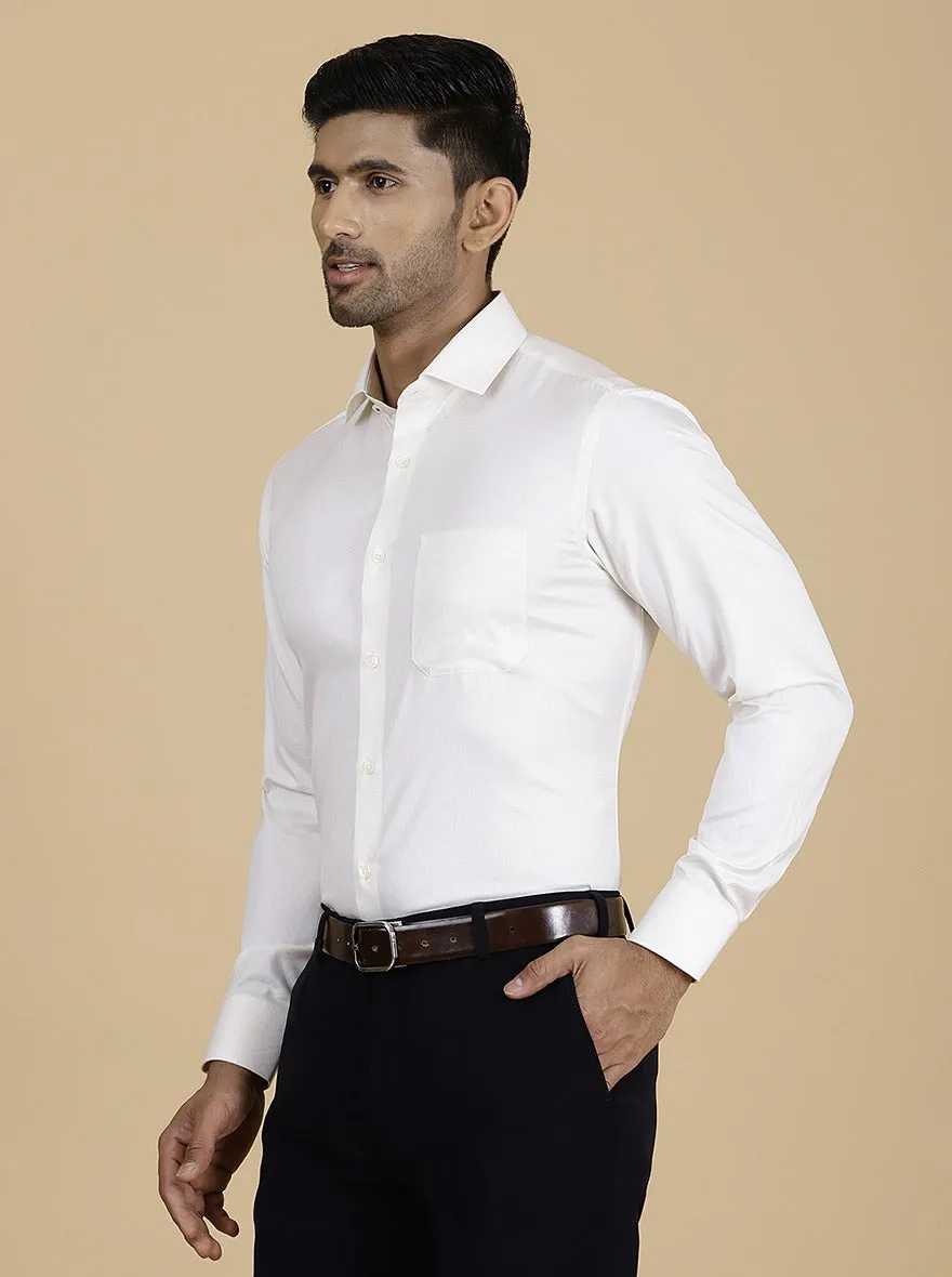 Light Yellow Printed Slim Fit Formal Shirt | Greenfibre