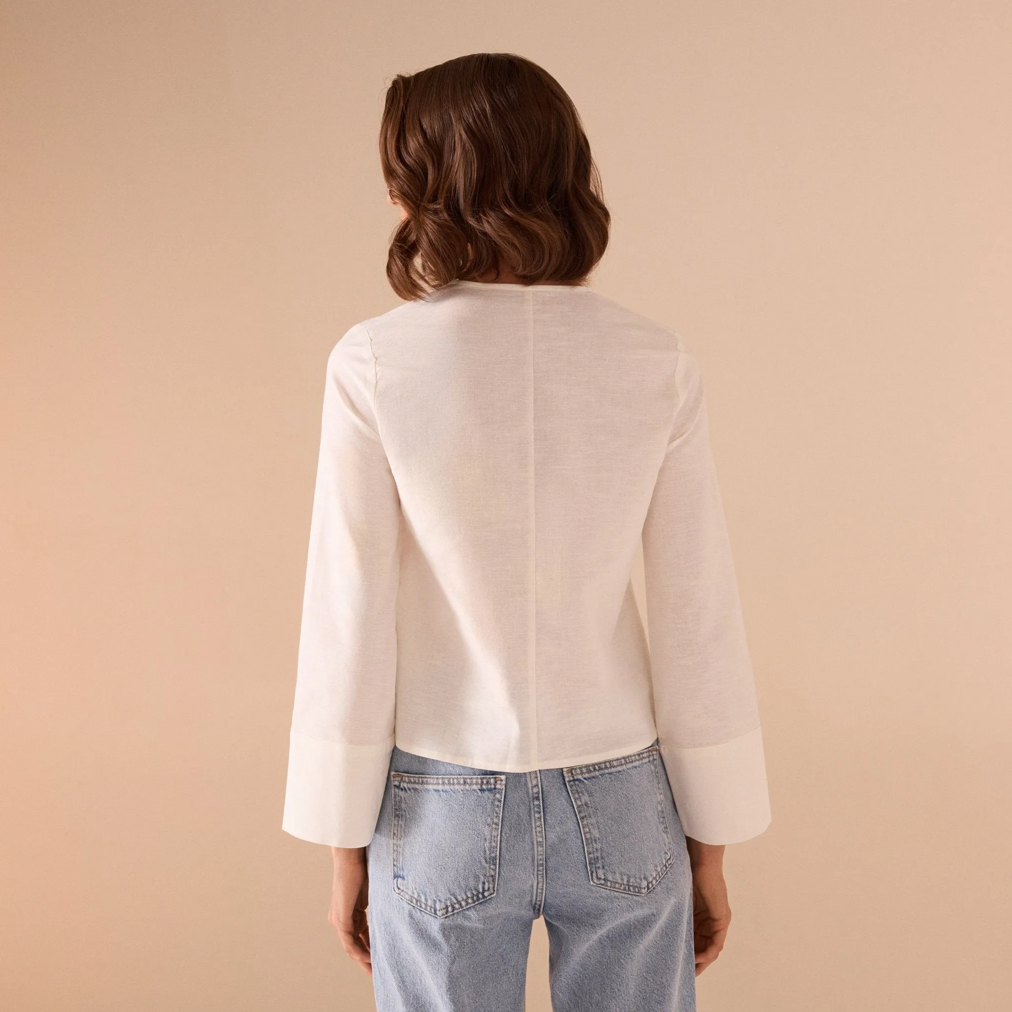 Linen Cotton Blended Shirt With Tie Straps