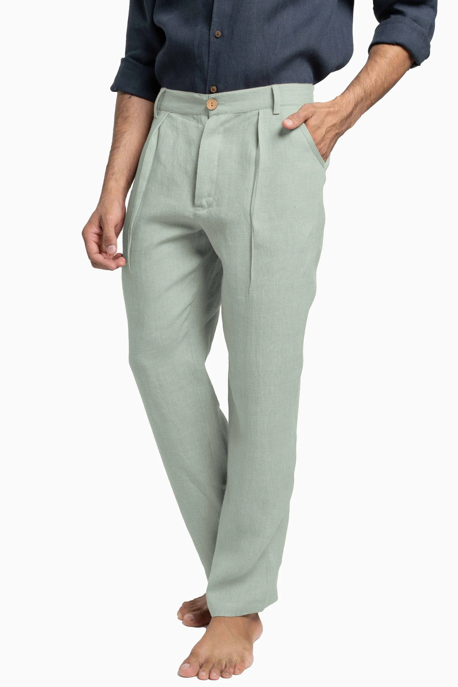 Linen Silas Pant-Oatmeal