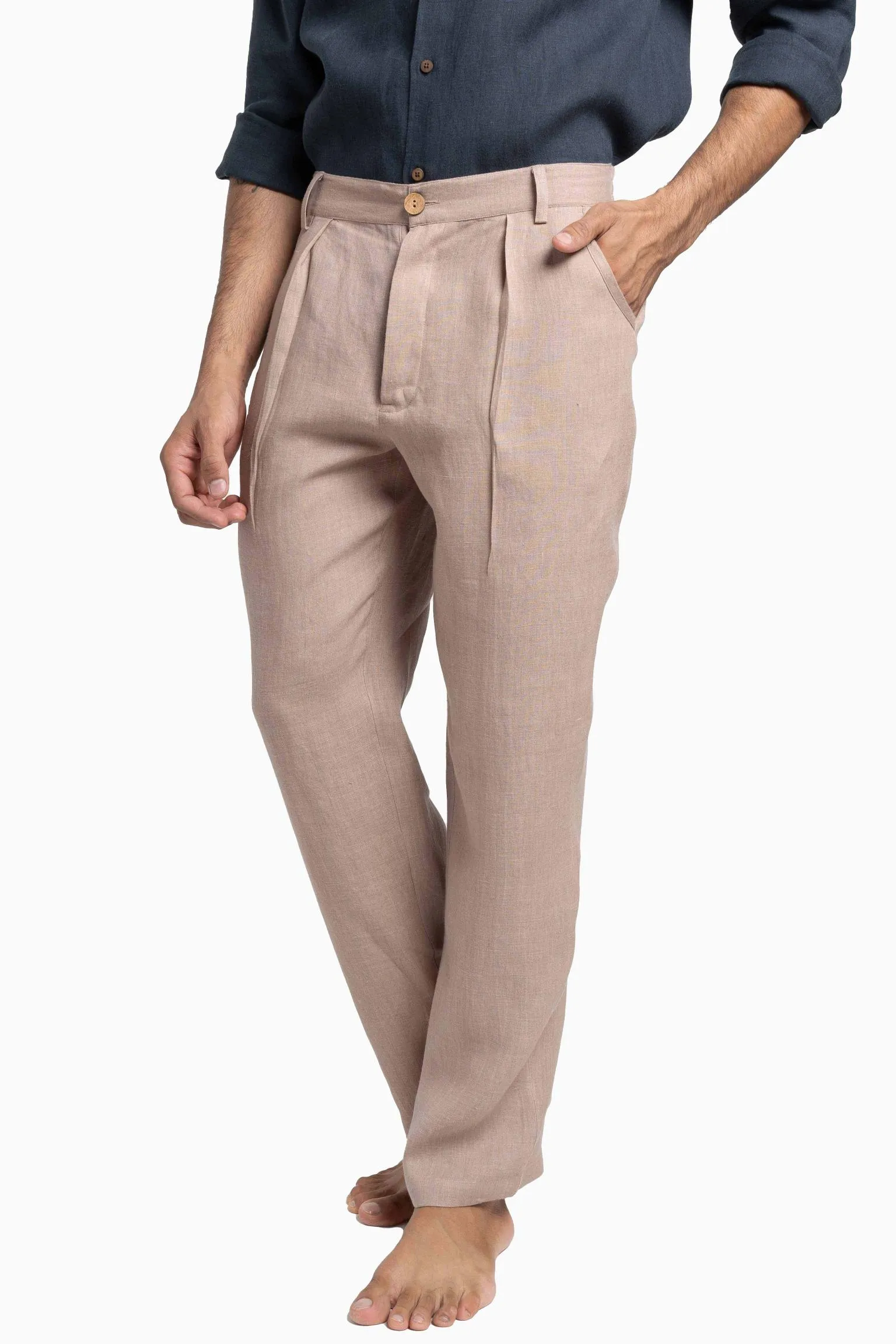 Linen Silas Pant-Oatmeal